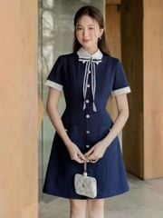 KS1286 - ĐẦM CÔNG SỞ PHỐI NƠ (XANH ĐEN)