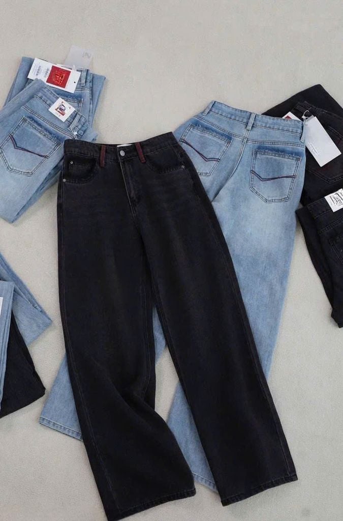 VGU1368 - QUẦN JEAN DÀI WASH - MÀU ĐẬM