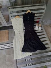 VGU1359 - ĐẦM LEN DỆT KIM CC ( KÈM ĐẦM DÂY) - MÀU ĐEN