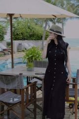 VGU1359 - ĐẦM LEN DỆT KIM CC ( KÈM ĐẦM DÂY) - MÀU ĐEN