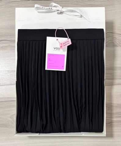 VGU1367 - CHÂN VÁY XẾP LY ĐEN ( VÁY LẺ)
