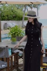 VGU1359 - ĐẦM LEN DỆT KIM CC ( KÈM ĐẦM DÂY) - MÀU ĐEN
