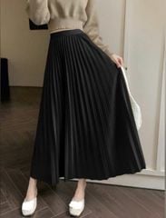 VGU1367 - CHÂN VÁY XẾP LY ĐEN ( VÁY LẺ)