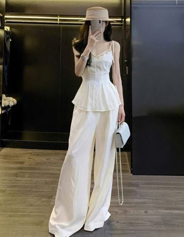 TQ4606 - SET ÁO 2 DÂY PHỐI VIỀN NGỰC - QUẦN DÀI