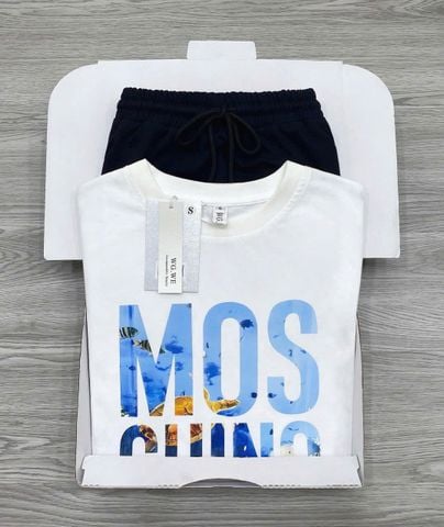 KS1305 - SET ÁO THUN IN MOS CHINO + CHÂN VÁY NGẮN