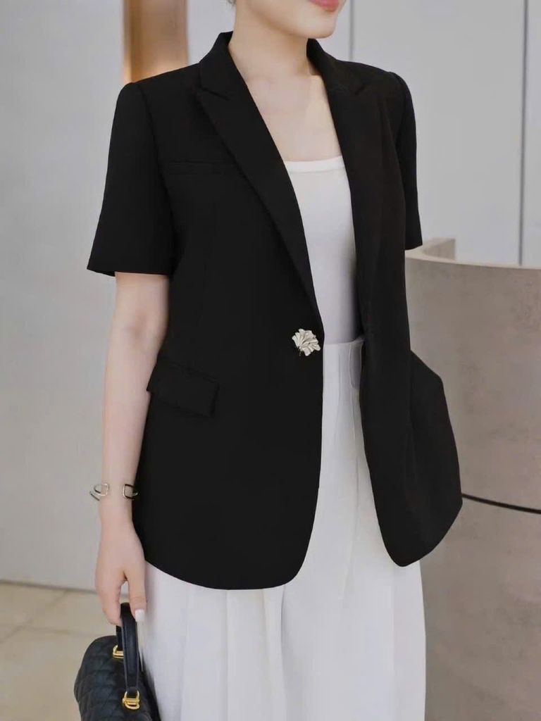 KS1302 - ÁO KHOÁC VEST TAY NGẮN MÀU ĐEN ( ÁO LẺ )