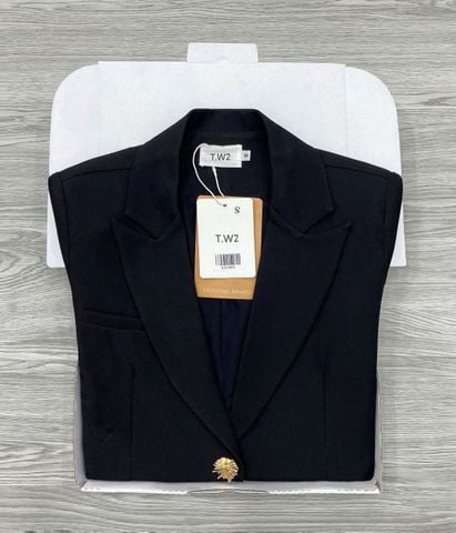 KS1302 - ÁO KHOÁC VEST TAY NGẮN MÀU ĐEN ( ÁO LẺ )
