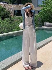 VGU1438 - QUẦN DÀI BO CHUN NHƯ ẢNH SÀN - MÀU KEM ( QUẦN LẺ)