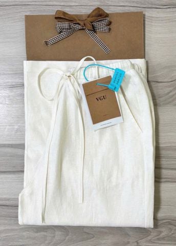 VGU1438 - QUẦN DÀI BO CHUN NHƯ ẢNH SÀN - MÀU KEM ( QUẦN LẺ)