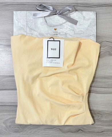 VGU1441 - ĐẦM NGẮN BẸT VAI TAY DÀI ( KÈM QUẦN BẢO HỘ) - MÀU VÀNG
