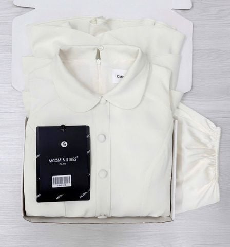 TQ4617 - ĐẦM SÁT NÁCH PHỐI TÙNG ( KÈM QUẦN BẢO HỘ) - MÀU KEM