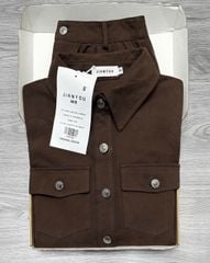 TB8196 - SET ÁO SƠ MI TAY DÀI + CHÂN VÁY NGẮN - MÀU NÂU