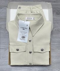 TB8197 - SET ÁO SƠ MI TAY DÀI + CHÂN VÁY NGẮN - MÀU KEM