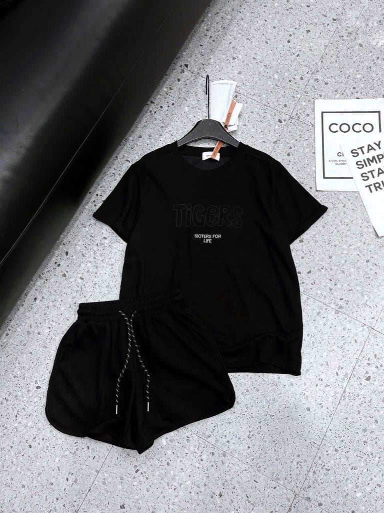 SKY9382 - SET BỘ NGẮN IN TIGERS - MÀU ĐEN