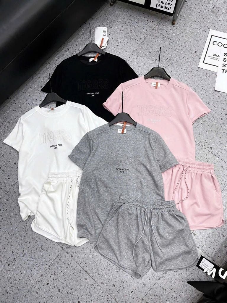 SKY9384 - SET BỘ NGẮN IN TIGERS - MÀU HỒNG