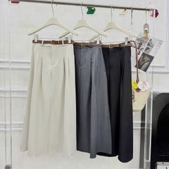 SKY9163 - CHÂN VÁY LY NHẸ KÈM NỊT - MÀU KEM