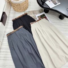 SKY9162 - CHÂN VÁY LY NHẸ KÈM NỊT - MÀU XÁM