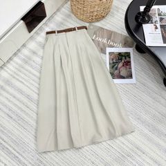 SKY9163 - CHÂN VÁY LY NHẸ KÈM NỊT - MÀU KEM