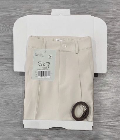 SKY9163 - CHÂN VÁY LY NHẸ KÈM NỊT - MÀU KEM