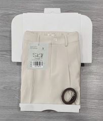 SKY9163 - CHÂN VÁY LY NHẸ KÈM NỊT - MÀU KEM