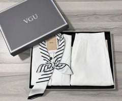 VGU1508 - SET BỘ GILE - KÈM KHĂN CHOÀNG ( MÀU TRẮNG)