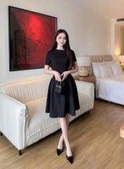 VGU1546 ĐẦM THUN ĐEN PHỐI DÂY BÍNH