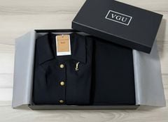 VGU1538 SET CỔNG SỞ PHỐI TAG - CHÂN VÁY NGẮN (ĐEN)