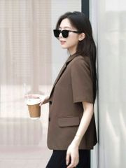 KS1390 - ÁO VEST TAY NGẮN - NÂU (ÁO LẺ)