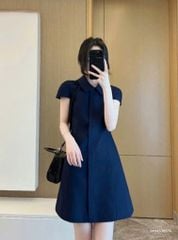 VGU1591 ĐẦM CỔ SEN BASIC (XANH ĐEN)