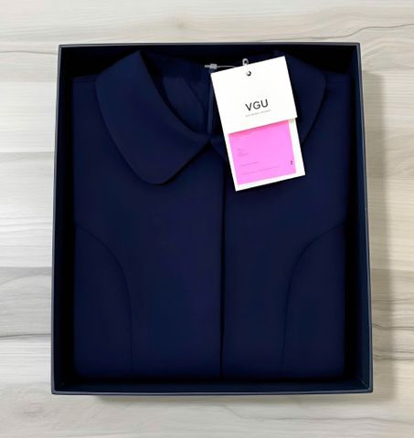 VGU1591 ĐẦM CỔ SEN BASIC (XANH ĐEN)