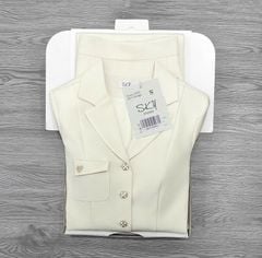 SKY9395 SET VEST TAY NGẮN TAG TIM, CV DÀI (KEM)