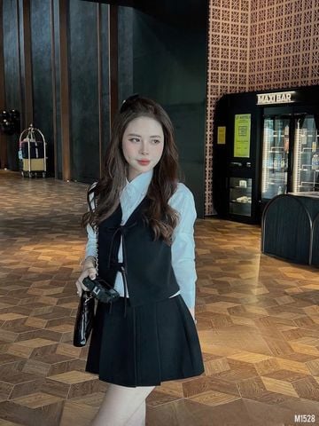 VGU1630 SET GILE CỘT NƠ PHỐI SƠMI - CV NGẮN