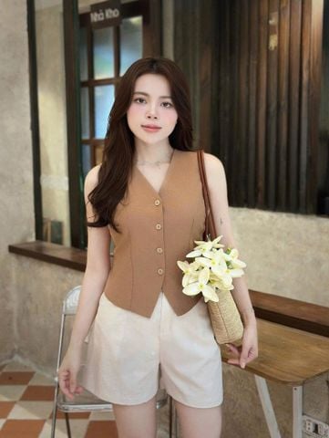 TQ1843 - SET ÁO GILE NÂU ẢNH SÀN - QUẦN SHORT