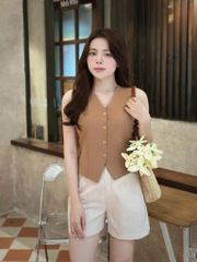 TQ1843 - SET ÁO GILE NÂU ẢNH SÀN - QUẦN SHORT