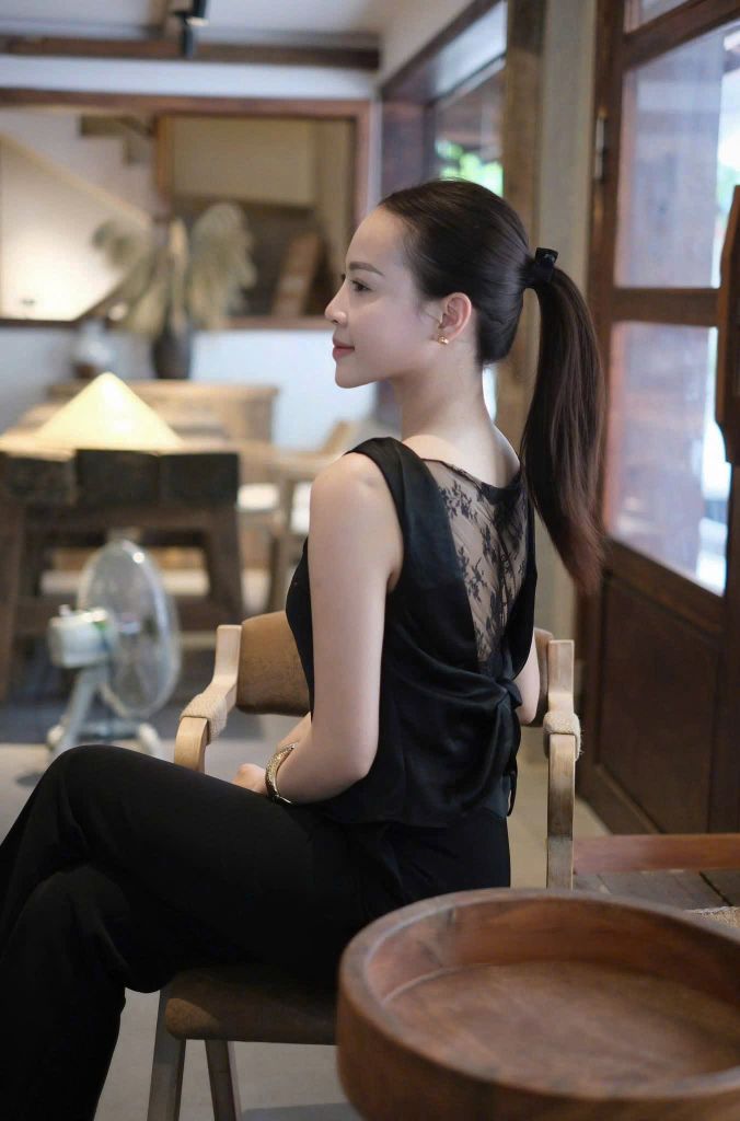 KS1424 - SET ÁO XOẮN LƯNG PHỐI REN - QUẦN DÀI ĐEN