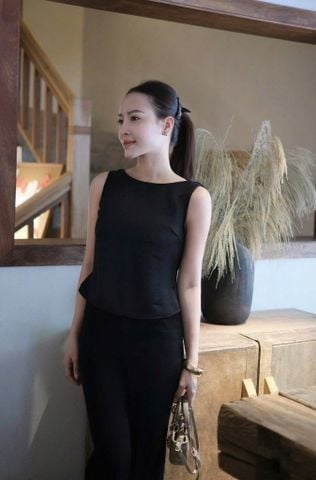 KS1424 - SET ÁO XOẮN LƯNG PHỐI REN - QUẦN DÀI ĐEN