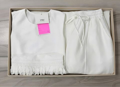 VGU1643 - SET ÁO SÁT NÁCH PHỐI TUA RUA - QUẦN DÀI