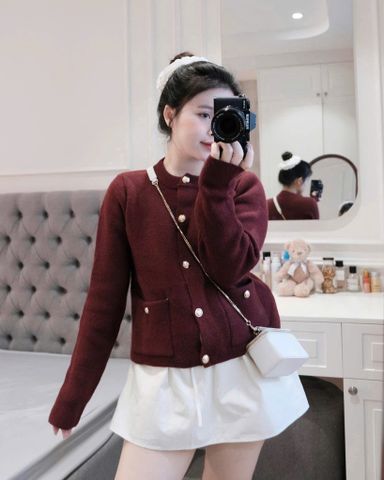 LEN4419 KHOÁC LEN PHỐI TÚI (ĐỎ)