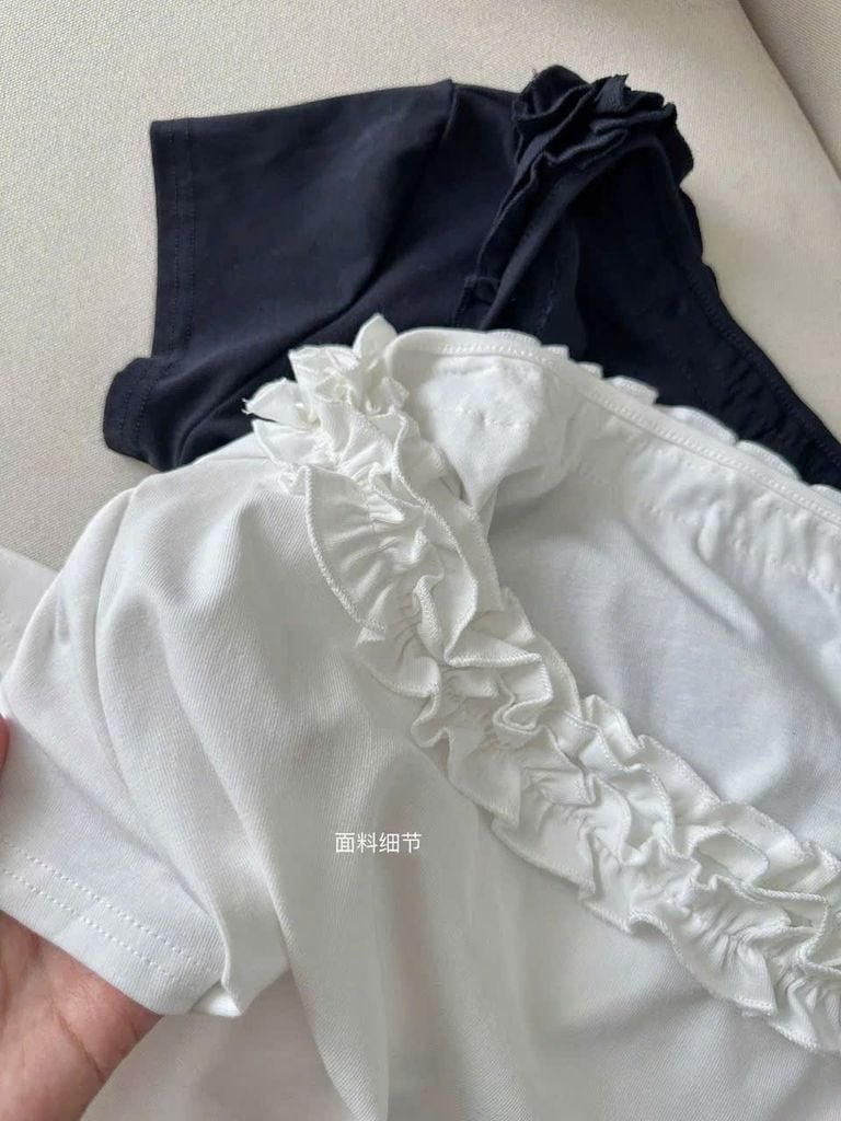 KS1438 - ÁO TRỄ VAI CỘT DÂY EO (TRẮNG) - ÁO LẺ