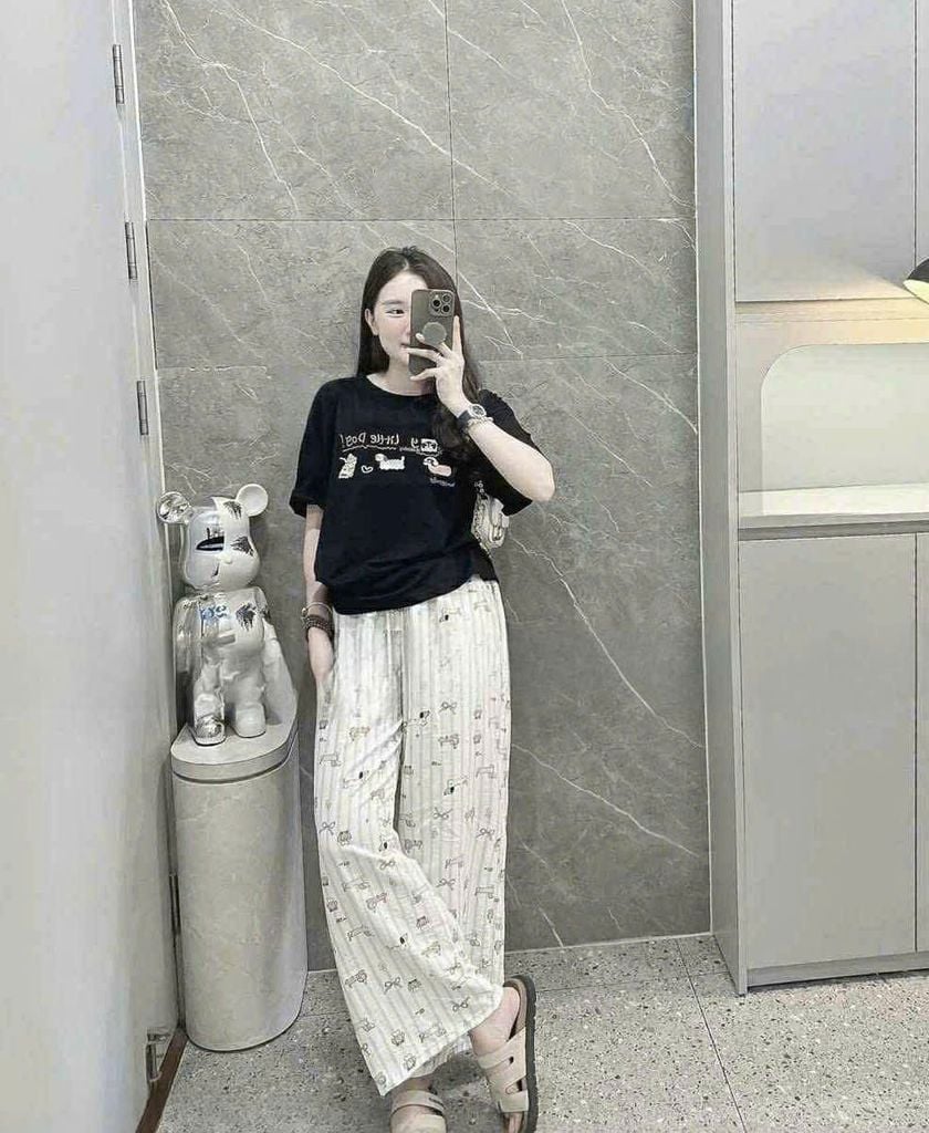 SKY9411 - SET ÁO THUN LITTLE DOG - QUẦN DÀI ( ÁO MÀU TRẮNG )