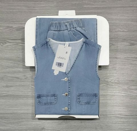 TB8889 - SET JEAN DENIM PHỐI NẮP TÚI