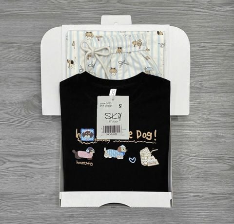 SKY9412 - SET ÁO THUN LITTLE DOG - QUẦN DÀI ( ÁO MÀU ĐEN )