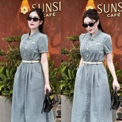 TB8776 - ĐẦM JEAN DÀI ( KÈM KHĂN + NỊT) - MÀU XANH NHẠT
