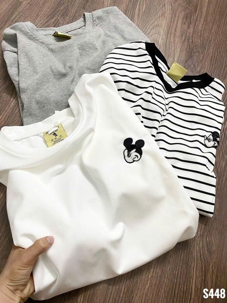 VGU1656 - ÁO THUN TAY DÀI THÊU MICKEY ( ÁO LẺ ) - MÀU SỌC ẢNH SÀN