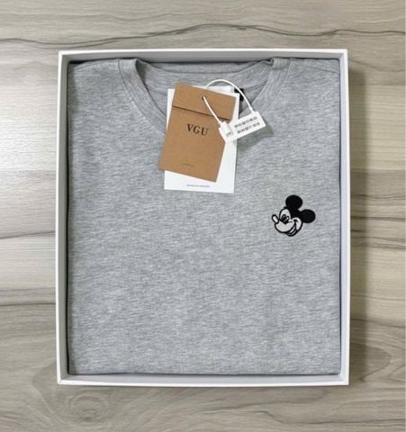 VGU1657 - ÁO THUN TAY DÀI THÊU MICKEY ( ÁO LẺ ) - MÀU XÁM