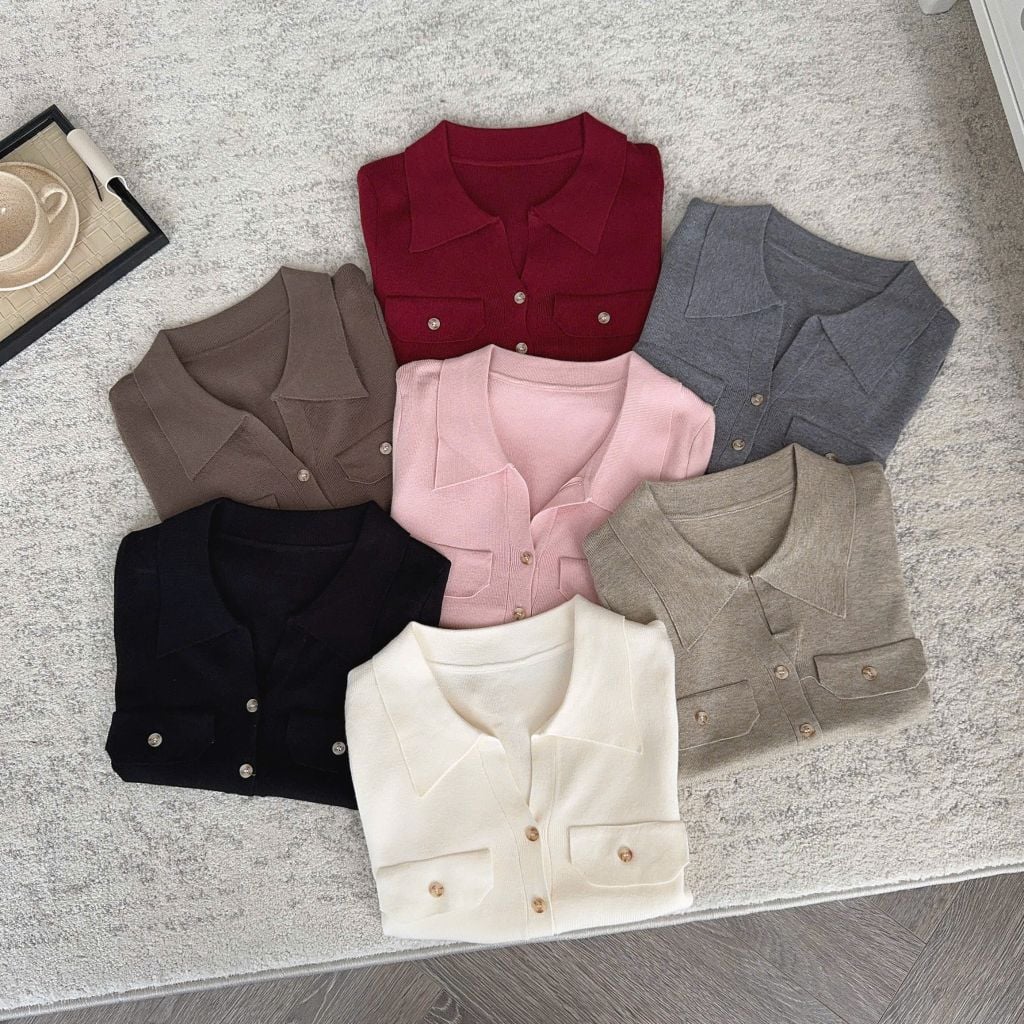 LEN4511 ÁO LEN BODY PHỐI NÚT (NÂU)