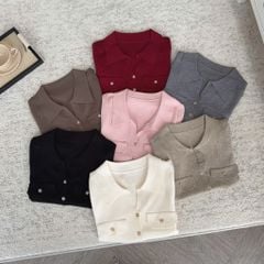 LEN4511 ÁO LEN BODY PHỐI NÚT (NÂU)