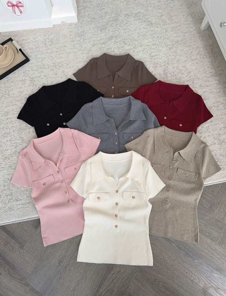 LEN4511 ÁO LEN BODY PHỐI NÚT (NÂU)