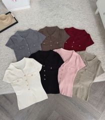 LEN4511 ÁO LEN BODY PHỐI NÚT (NÂU)