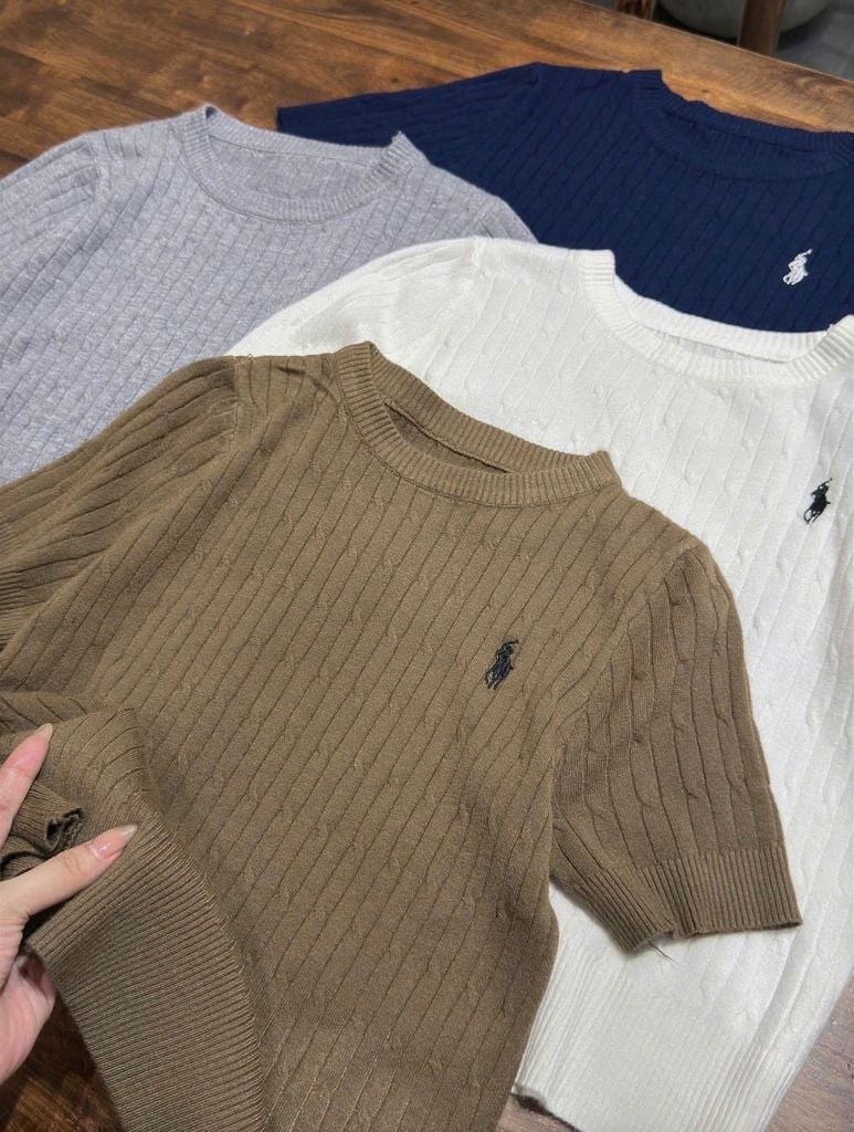 KS1427 SET ÁO LEN NGỰA NÂU - QUẦN KAKI (KÈM NỊT)